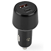 NEDIS car charger/ 65 W/ 12 - 24 V DC/ 3.25 A/ USB-A/ USB-C/ automatic voltage selection/ black