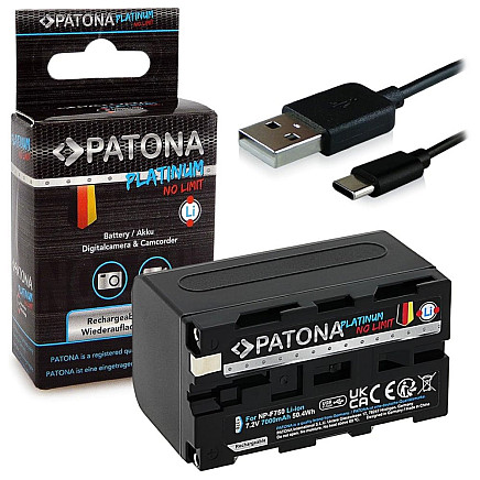 PATONA battery for digital camera Sony NP-F550/F750/F950 7000mAh Li-Ion Platinum USB-C charging