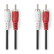 NEDIS stereo audio cable RCA/ 2x RCA plug - 2x RCA plug/ black/ bulk/ 1m