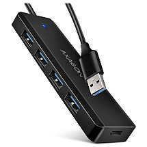 Axagon travel hub USB-A / HUE-C1A / USB 3.2 Gen1 / 4x USB-A / 1x USB-C / 0.19m