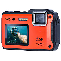 Rollei Sportsline 64 Selfie/ 64 MPix/ 16x zoom/ 2.8" LCD+ 2" LCD/ 4K video/ Waterproof 5m/ Orange