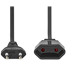 NEDIS power cable for adapters/ Euro plug - Euro socket/ direct-direct/ two-line/ black/ bulk/ 2m