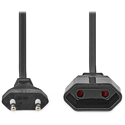 NEDIS power cable for adapters/ Euro plug - Euro socket/ direct-direct/ two-line/ black/ bulk/ 2m