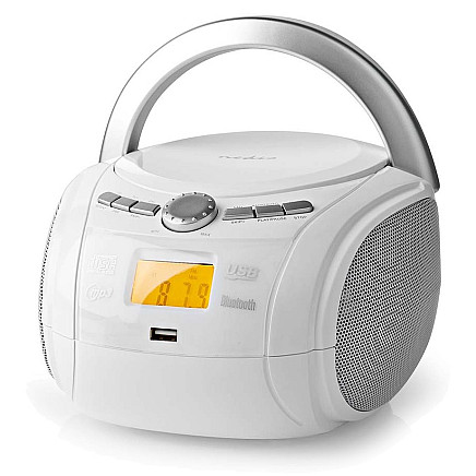 NEDIS CD PLAYER BOOMBOX/ Power 9 W/ Battery Power/ Network Power/ Stereo/ BT/ FM/ USB/ White