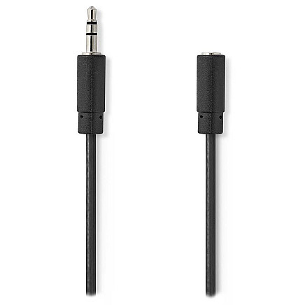 NEDIS extension stereo audio cable with jack/ 3.5 mm plug - 3.5 mm socket/ black/ bulk/ 5m