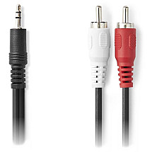 NEDIS reduction stereo audio cable with jack/ 3.5 mm plug - 2x RCA plug/ black/ bulk/ 5m