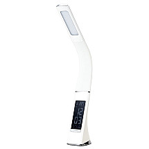 IMMAX LED table lamp Leather/ 6.5W/ 300lm/ 5V/1A/ 3 light colors/ flexible arm/ option to turn off LCD/ USB/ white