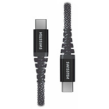 Swissten Data cable KEVLAR USB-C / USB-C 1.5 M, 60W, anthracite