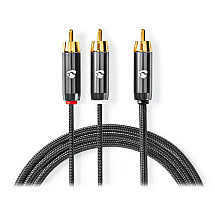 Nedis Profigold Audio Cable to Subwoofer/ RCA plug - 2x RCA plug/ cotton/ gray/ box/ 3M