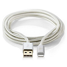 Nedis Profigold Lightning/ USB 2.0 Cable/ Apple Lightning 8pin - USB -A plug/ Nylon/ Silver/ Box/ 3M