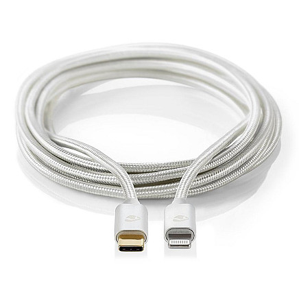 Nedis Profigold Lightning/ USB 2.0 Cable/ Apple Lightning 8pin - USB -C SUBLES/ NYLON/ SILVER/ BOX/ 1M