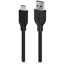 GENIUS charging cable ACC-A2CC-3A, 100cm, USB-A to USB-C, 3A, QC3.0, braided nylon, black