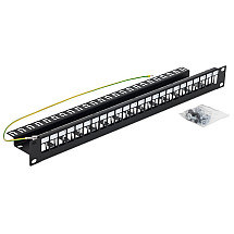 Triton 19' modular patch panel 1U for max. 24 pcs keystone, hole 14.8x17.5mm, black