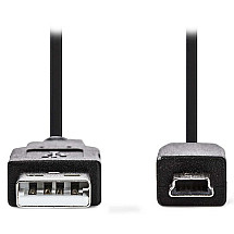 NEDIS cable USB 2.0/ USB -A plug - 5pin plug mini USB/ black/ bump/ 2m