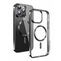 Swissten CLEAR JELLY MagStick METALLIC CASE FOR IPHONE 15 BLACK