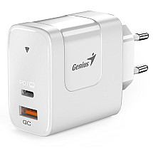 GENIUS Wall Charger PD-65AC, 65W, fast charging, USB-C PD3.0, USB-A QC3.0, white