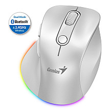 GENIUS Ergo 9000S Pro Pearl White/ dual Bluetooth + 2.4GHz/ 2400 dpi/ wireless/ 6buttons/ silent