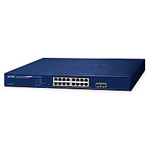 Planet GS-2210-16P2S WEBsmart L2 switch, 16x1Gb, 2x1Gb SFP, 16x PoE 802.3at 240W, QoS