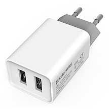 COLORWAY 2x USB/ mains charger/ 10W/ 100V-240V/ White