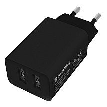 COLORWAY 2x USB/ mains charger/ 10W/ 100V-240V/ Black