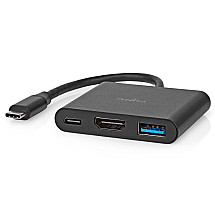 NEDIS USB 3.2 Gen 1 adapter/ USB-C plug - USB-A socket - USB-C socket/ HDMI output/ black/ box/ 10 cm