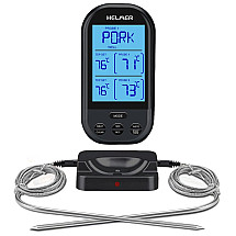 HELMER wireless kitchen thermometer with two probes TM 24/ LCD display/ 0 to 250 °C/ black