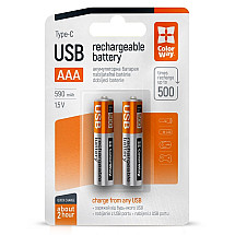 Colorway rechargeable battery AAA 590mAh/ USB-C/ 1.5V/ 2 pcs in the package