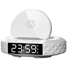 IMMAX multifunctional desk clock CLOCK/ Qi wireless charger 3in1/ 5W/10W/ backlight/ white