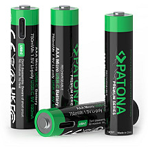 PATONA rechargeable battery AAA/LR03 Li-Pol 500mAh 1.5V with USB-C charging, 4 pcs in a package