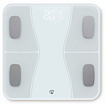 NEDIS smart personal scale/ Bluetooth/ 16 measurement functions/ load capacity 180kg/ Android/ iOS/ ABS/ glass/ white