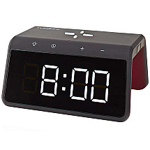 NEDIS alarm clock/ wireless charger/ Qi certification/ night light/ multiple colors/ 5/12/9VDC/ 1.0A/2.5A/ USB-A/ black