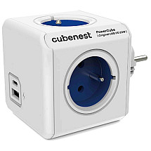 Cubenest PowerCube Original USB PD 20W, A+C, 4 × socket, white/blue, child fuse, grounding, Max. 16a/250V ~ 3680W