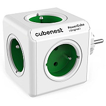 Cubenest Powercube Original, 5x socket, white/green, child lock, earthing, max. 16A/250V~3680W/50-60Hz