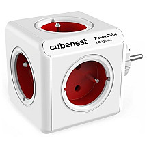 Cubenest Powercube Original, 5x socket, white/red, child lock, earthing, max. 16A/250V~3680W/50-60Hz