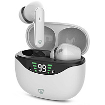 NEDIS wireless headphones + microphone/ TWS/ BT/ endurance 30 hours/ 100 dB/ touch control/ charging case/ USB-C/ white