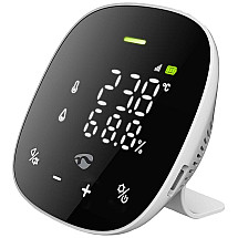 NEDIS Wi-Fi smart air quality monitor/ including display/ Carbon dioxide (CO2)/ temperature/ humidity/ black and white