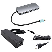 I-TEC Dock-C Metal Nano Dock HDMI/VGA With Lan + Power Delivery 100W + 100W charger (Bundle)