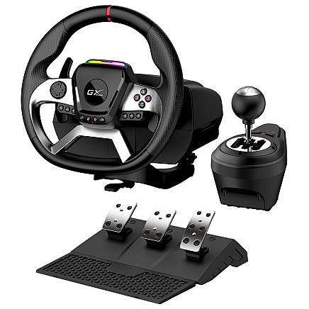 Genius GX Gaming Wheel Speedmaster x5 FF/Wired/USB-C/1080 ° Rotation/Vibration/Pedals/Gear Shift/PC, PS4, Xbox One