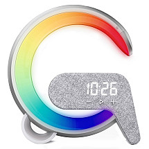 IMMAX LED relaxation lamp FLAMINGO/ Qi charging/ alarm clock/ RGB/ 300lm/ USB output/ BT 5.1/ silver