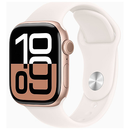 Apple Watch Series 10 GPS + Cellular 42mm Rose Gold Aluminum Case with Light Blush Sport Band - M/L