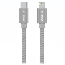 Swissten Data Kabtextile USB-C / Lightning 2.0 m silver