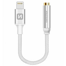 Swissten audio adaptertextile Lightning /Jack (female) 0.15 m silver