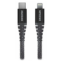 SWISSTEN DATA CABLE KEVLAR USB-C / LIGHTNING 1.5 M ANTHRACITE