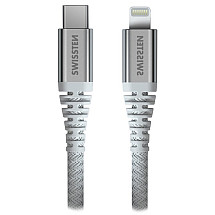 SWISSTEN DATA CABLE KEVLAR USB-C / LIGHTNING 1.5 M WHITE