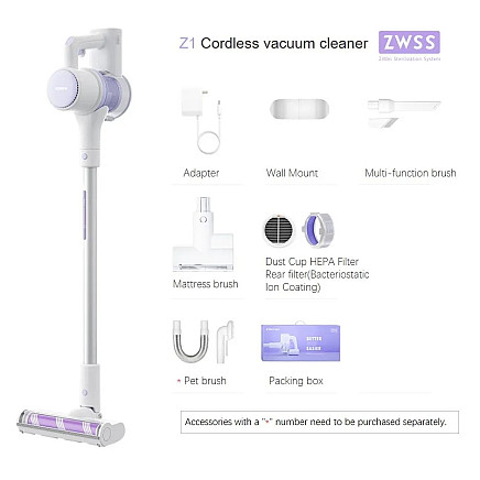 Roidmi by Xiaomi Z1 bagless stick vacuum cleaner / 120 AW / sterilization / mop / mattress brush /