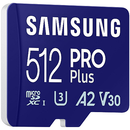 Flash memory, micro SDXC 512GB PRO Plus SD adapter, class 10