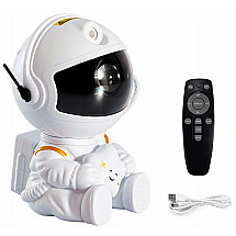 Rotējošs LED Zvaigžņu Projektors Astronauta Formā ar 8 Projekcijas Režīmiem un Tālvadības Pulti - Ideāls Bērnu Dāvana