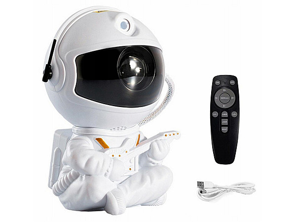 Astronauta LED Zvaigžņu Projektoru ar Lāzeru un 8 Projekcijas Modes - Rotējoša, Regulējama Spilgtuma un Ātruma Projekcijas Lampu ar Tālvadības Pulti - Ideāla Bērnu Dāvana