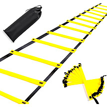 Foldable Football Coordination Training Ladder Set with Mini Balls: for Motor Coordination Development, Ideal for Joint Open Door Activities, Adjustable Step Distance, Tanks Included - Yellow and Black, 6m.