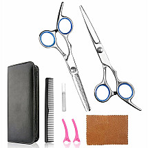 Professional Hairdressing Kit: ergonomic Stainless Steel Scissors, sturdy comb, hair clips and curling iron - Ideal for Amateurs and Professionals